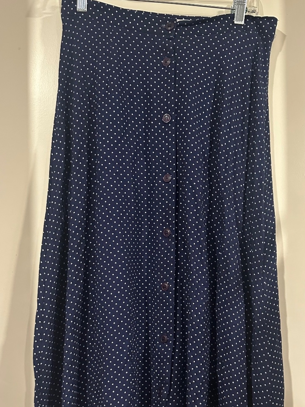 Vintage Norton McNaughton Navy Polka Dot Midi Skirt A-Line